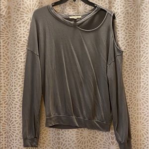 Worn once. Gray cold shoulder cut out sweatshirt